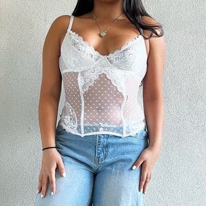 White lace corset top